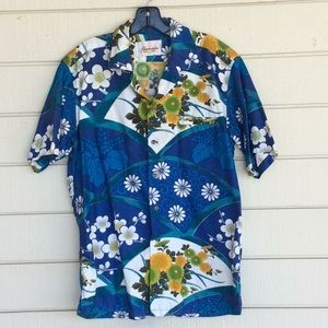 Men’s Vintage Blue Hawaiian Shirt Sz Medium